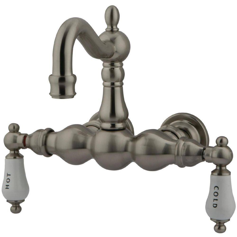 Kingston Brass Vintage 2-Handle Wall-Mount Clawfoot Tub Faucets in Brushed Nickel HCC1003T8