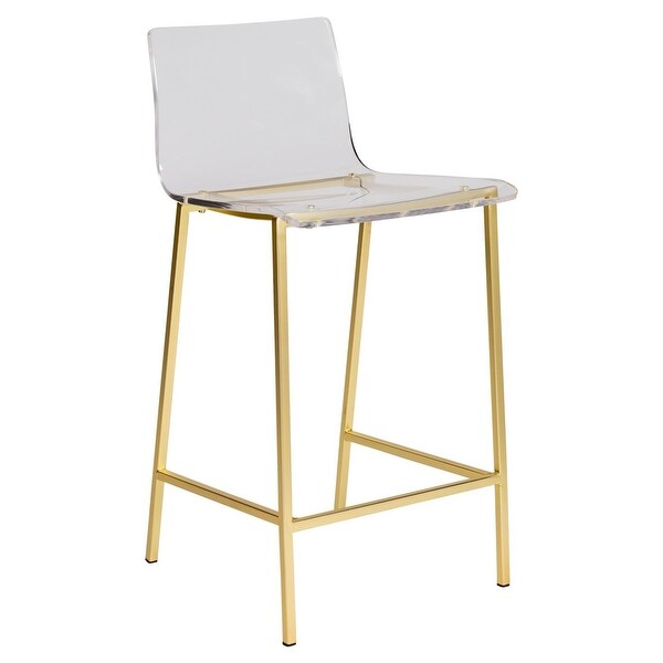 Clear Acrilyc Counter Stool with Steel Legs in Gold Finish