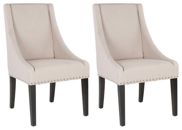 Saturn 19  x27 x27h Side Chairs Set of 2 Silver Nail Heads Taupe   Modern   Dining Chairs   by Virgil Stanis Design  Houzz