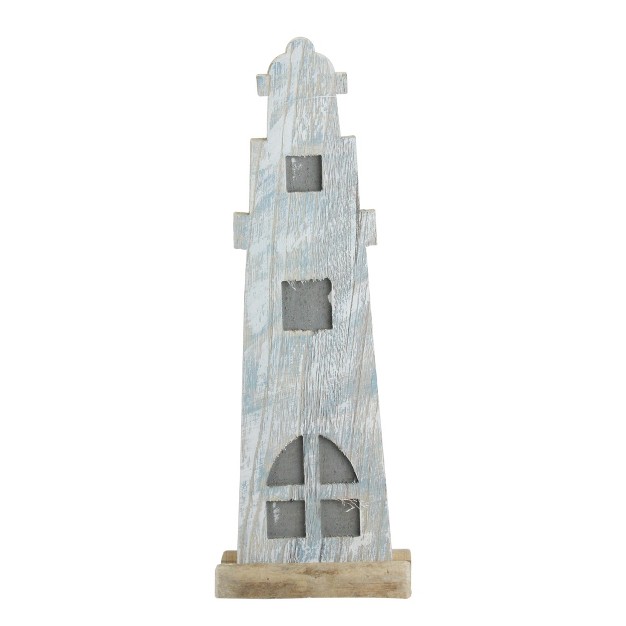 Northlight 19 Distressed Finished White And Blue Nautical Lighthouse Tabletop Decoration