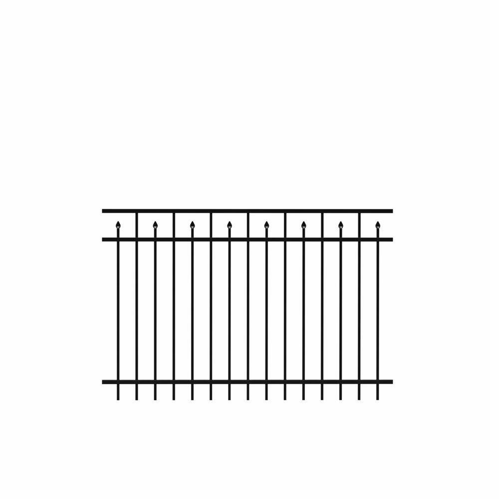 Barrette Outdoor Living Brilliance Standard-Duty 4 ft. H x 6 ft. W Black Aluminum Pre-Assembled Fence Panel 73002310