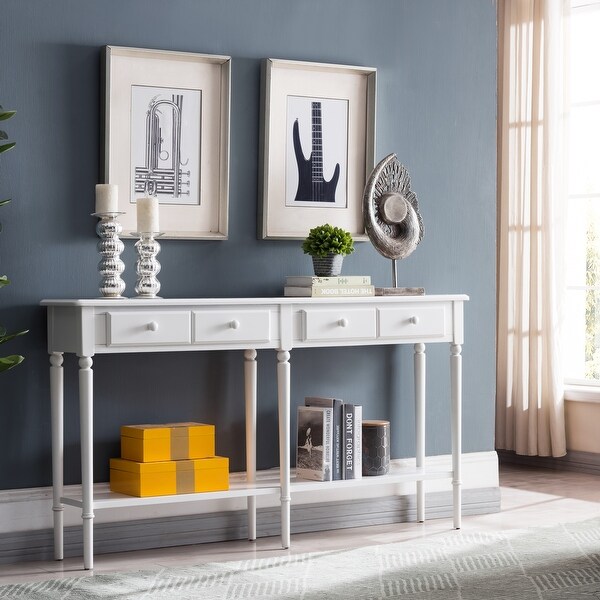 Double Hall Console/Sofa Table with Display Shelf