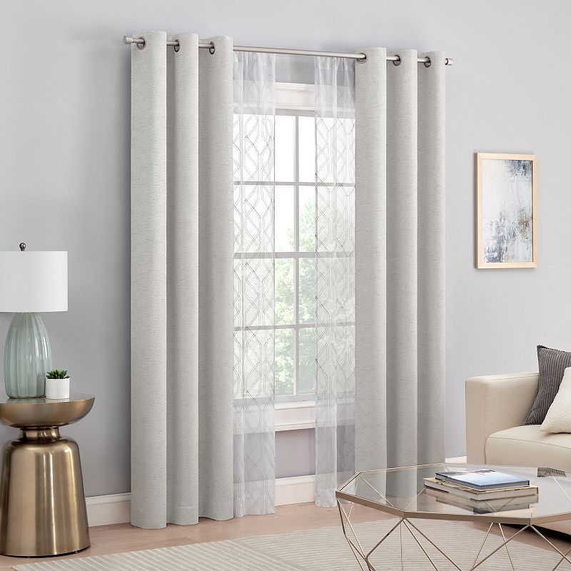 eclipse Octavia and Gareth Embroidered Blackout Thermaback Set of 4 Window Curtain Panels