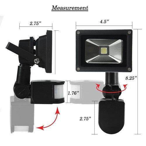 DingLiLighting Outdoor Motion Sensor LED Flood Light，50w，IP66 Waterproof，4500LM Security Floodlight，for Garden，Patio，Yard，Stairs with a US 3-Plug 6500K AC86-265V