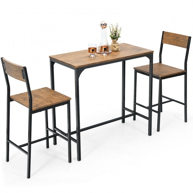 3 Pieces Bar Table Set with 2 Stools - 35.5