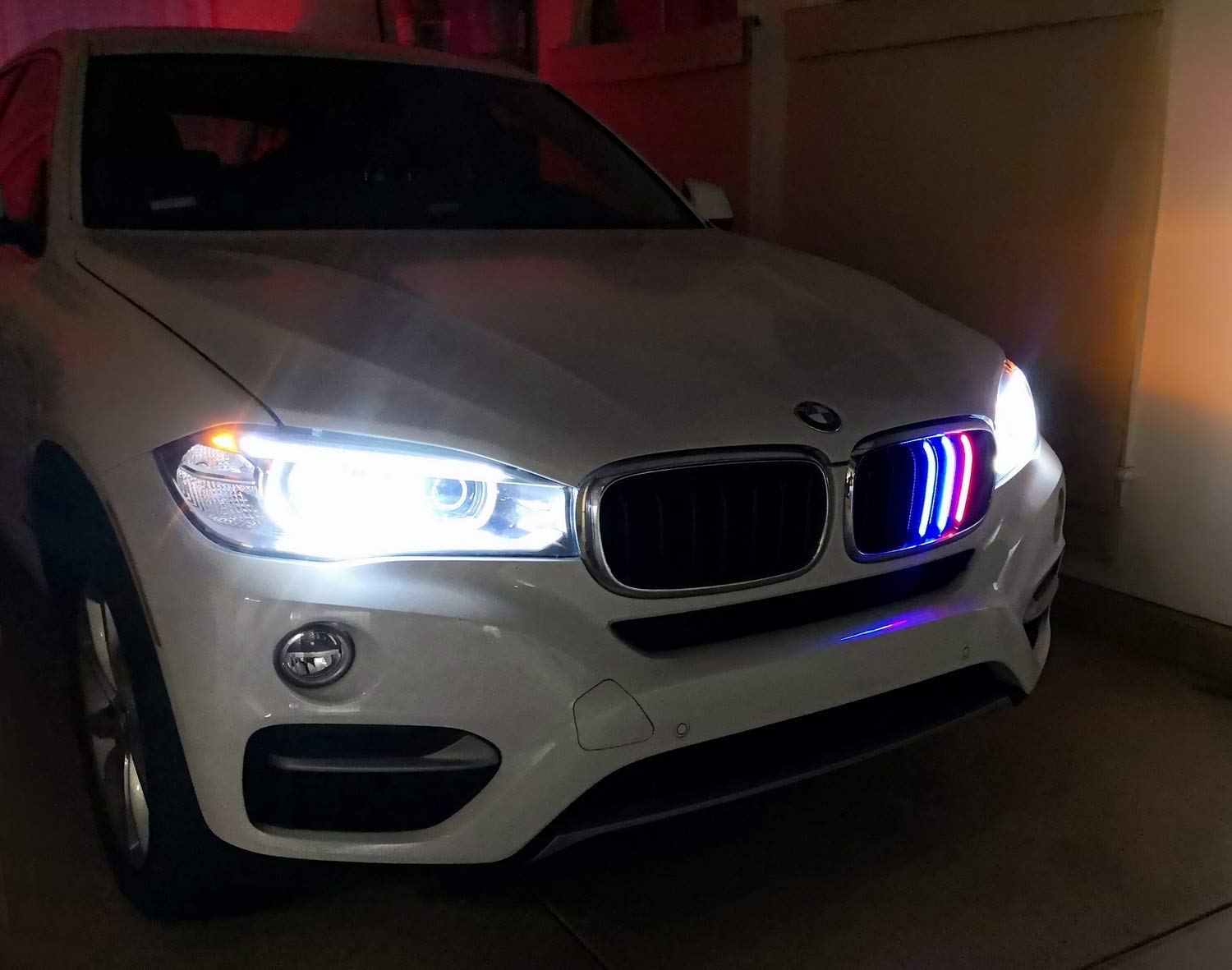 iJDMTOY LED Illuminated M-Color， LED Front Grille Insert Trims Compatible With 2014-18 BMW X5 and 2015-16 X6 7-Beam Standard Center Kidney Grill