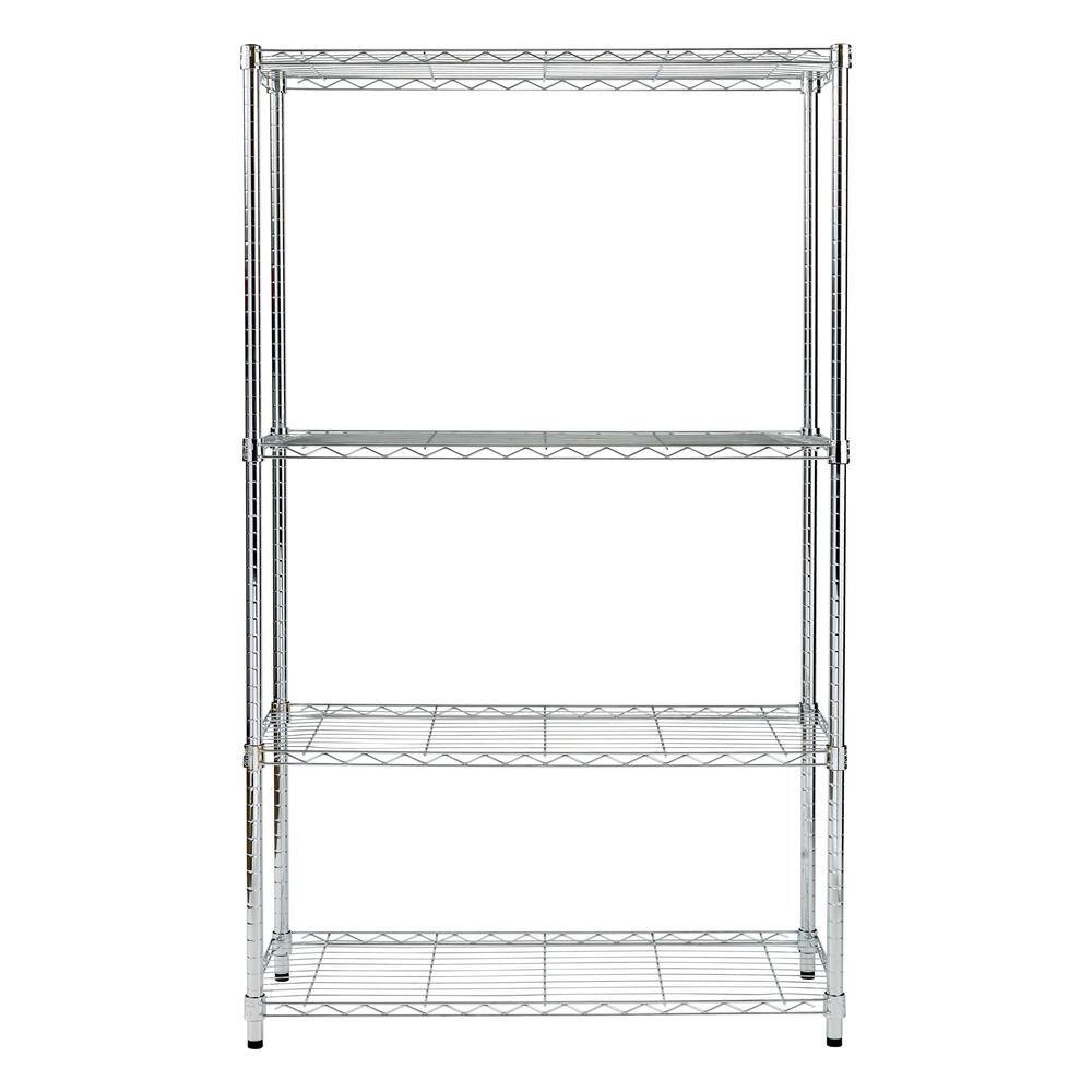 Honey-Can-Do Chrome 4-Tier Heavy-Duty Adjustable Steel Garage Storage Shelving Unit (36 in. W x 59 in. H x 14 in. D) SHF-09439