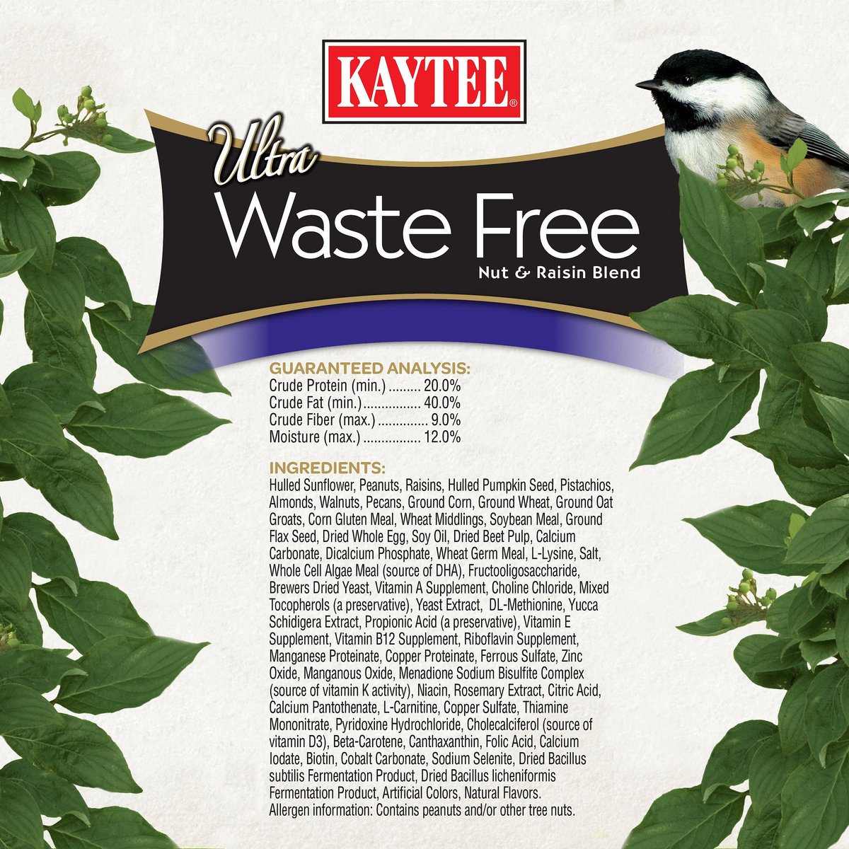 Kaytee Ultra Waste Free Nut and Raisin Blend Wild Bird Food， 5-lb bag