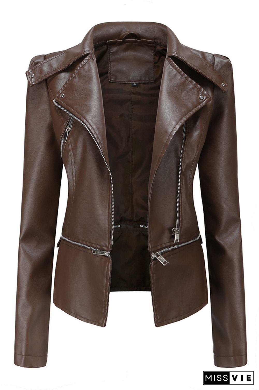 Zipper Removable Hem Leather Jacket Women Wholesale