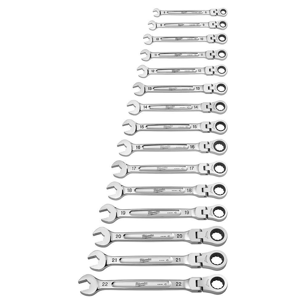 MW 144-Position Flex-Head Ratcheting Combination Wrench Set SAE and METRIC (30-Piece) 48-22-9413-48-22-9513