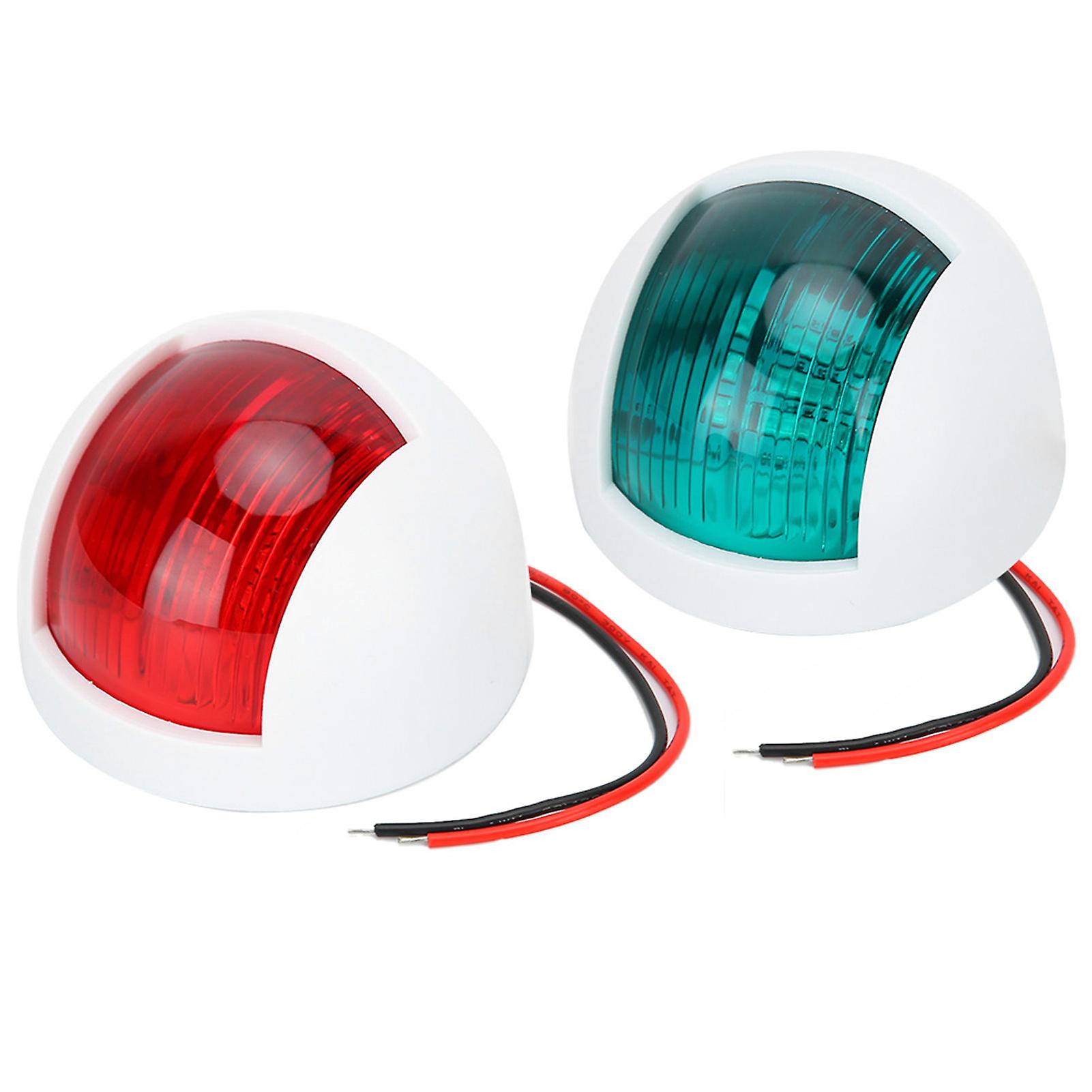 Pair Of Rounded Waterproof Sidelight Signal Lamp Red + Green Led Navigation Warning Light 12v