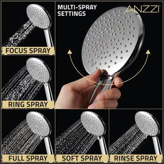 ANZZI Downpour 5-Spray Patterns with 9.5 in. Wall Mount Rainfall Dual Shower Head in Brushed Nickel SH-AZ101BN