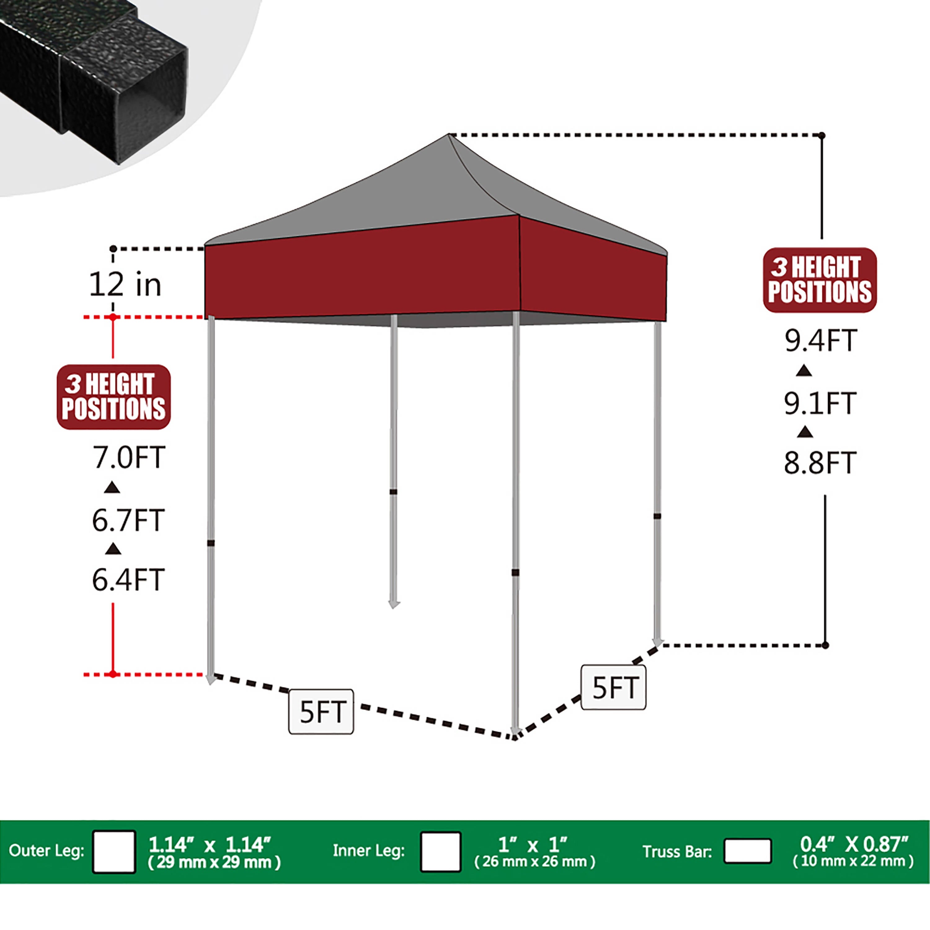 Eurmax 5x5 Pop up Canopy Outdoor Heavy Duty Tent,Turquoise