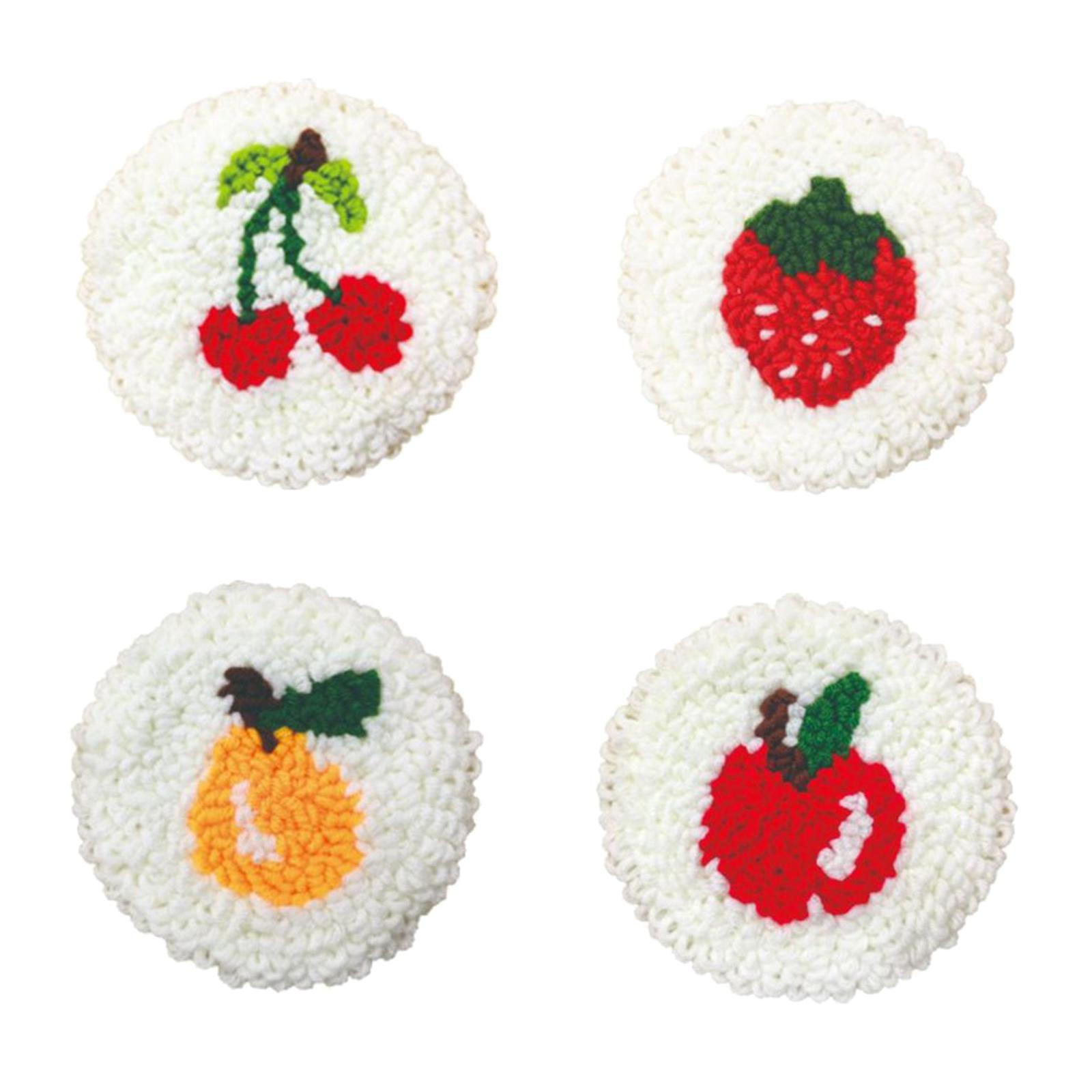 4/6 Pieces Punch Coaster s Cup Mat Tool Fruit Pattern ， 4Pieces