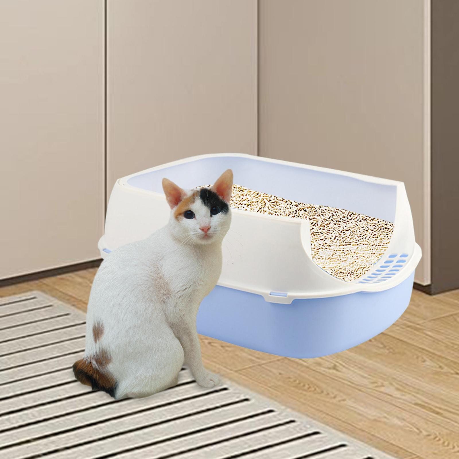 Cat Litter Box Semi Open Top Cat Litter Tray For Kitty Rabbit Small Pet Purple