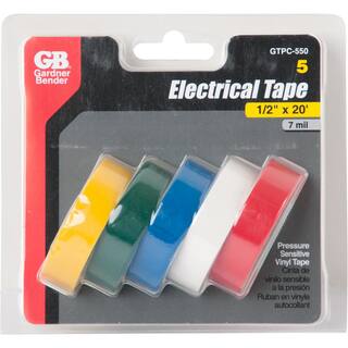 Gardner Bender 12 in. x 20 ft. Colored Electrical Tape (5-Pack) GTPC-550