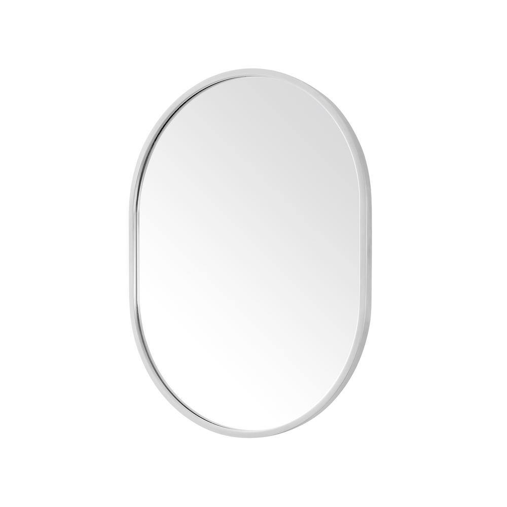 Home Decorators Collection Emmeline 24 in. W x 32 in. H Oval Framed Wall Bathroom Vanity Mirror in Brushed Nickel Emmeline MR-BN