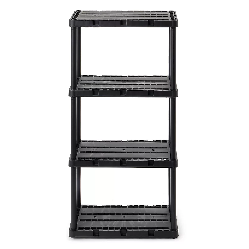 Gracious Living 4 Shelf Knect-A-Shelf Solid Light Duty Storage Unit， Black