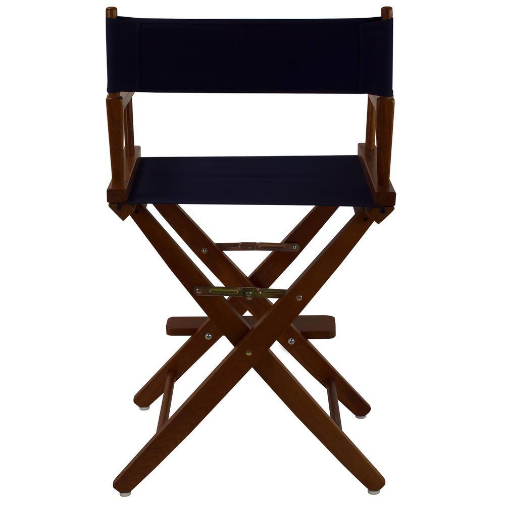 American Trails 24 in. Extra-Wide Mission Oak Frame Navy Canvas New Solid Wood Folding Chair (Set of 1) N206-24032-10