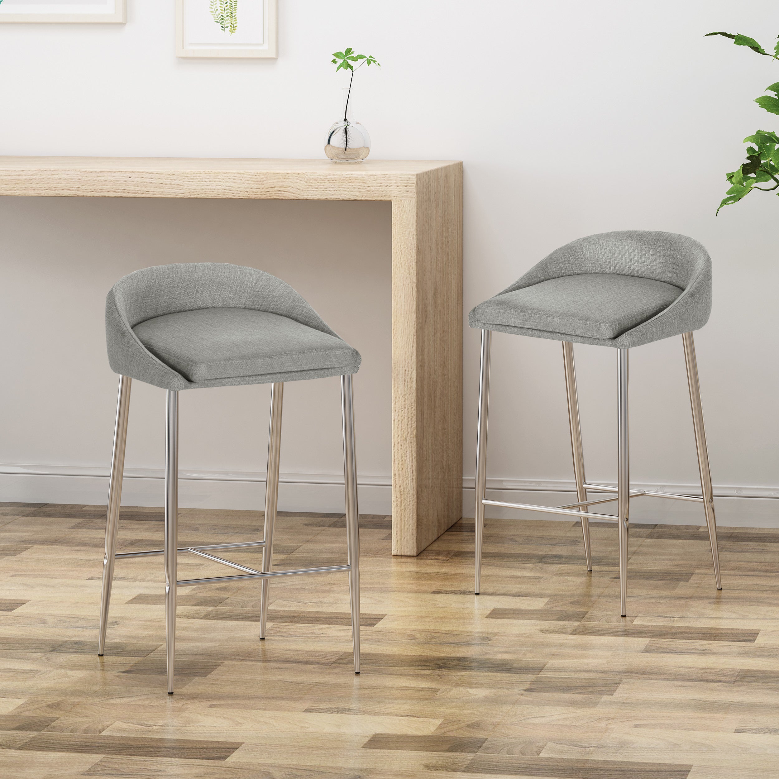 Fanny Upholstered Counter Stools, Modern, Upholstered (Set of 2)