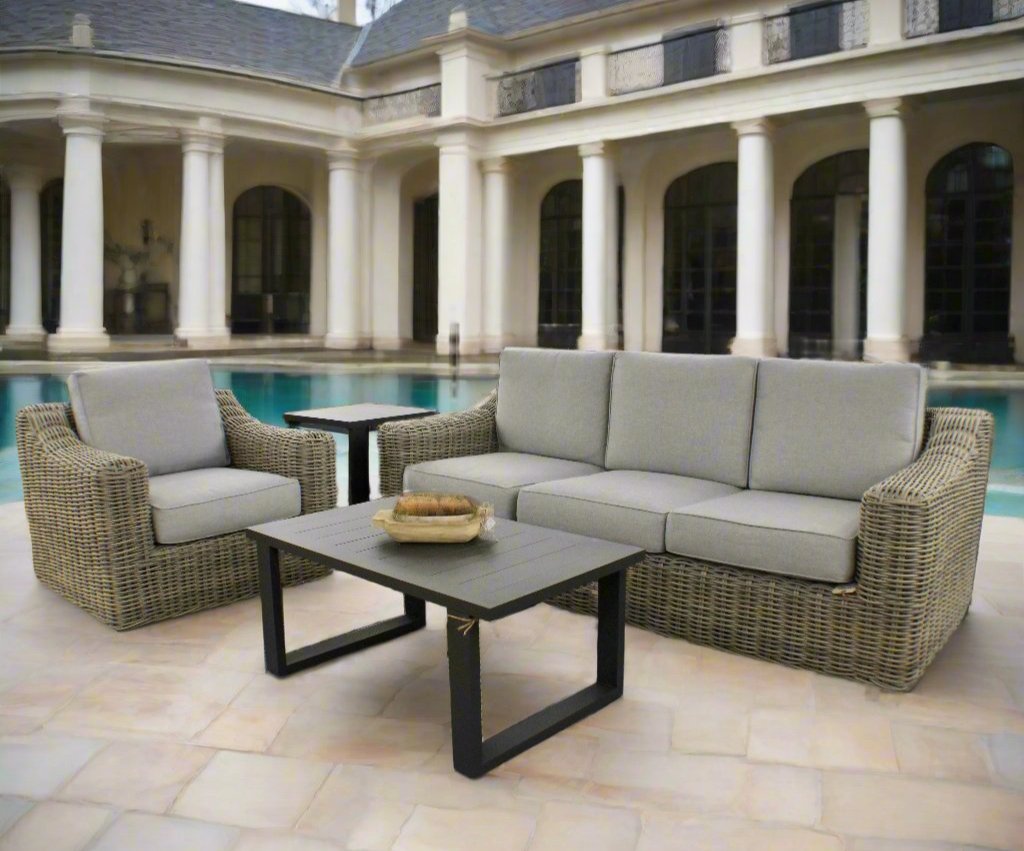 Carmel Natural 3pc Outdoor Seating Set LUX Heavy Weave