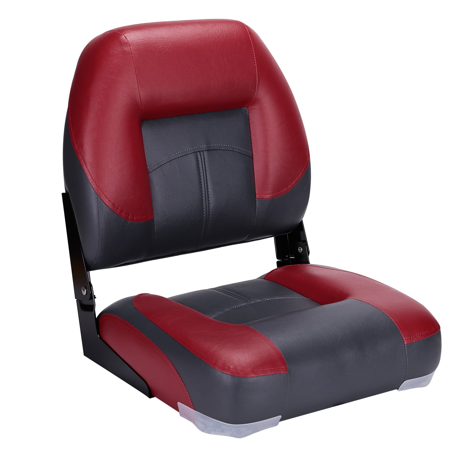 NORTHCAPTAIN Deluxe Charcoal/Wine Red Low Back Folding Boat Seat， 1 Seat