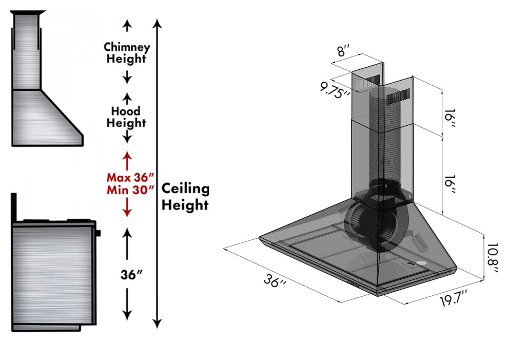 ZLINE 36 quotConvertible Vent Wall Mount Range Hood in Stainless Steel (KF 36)   Contemporary   Range Hoods And Vents   by Buildcom  Houzz