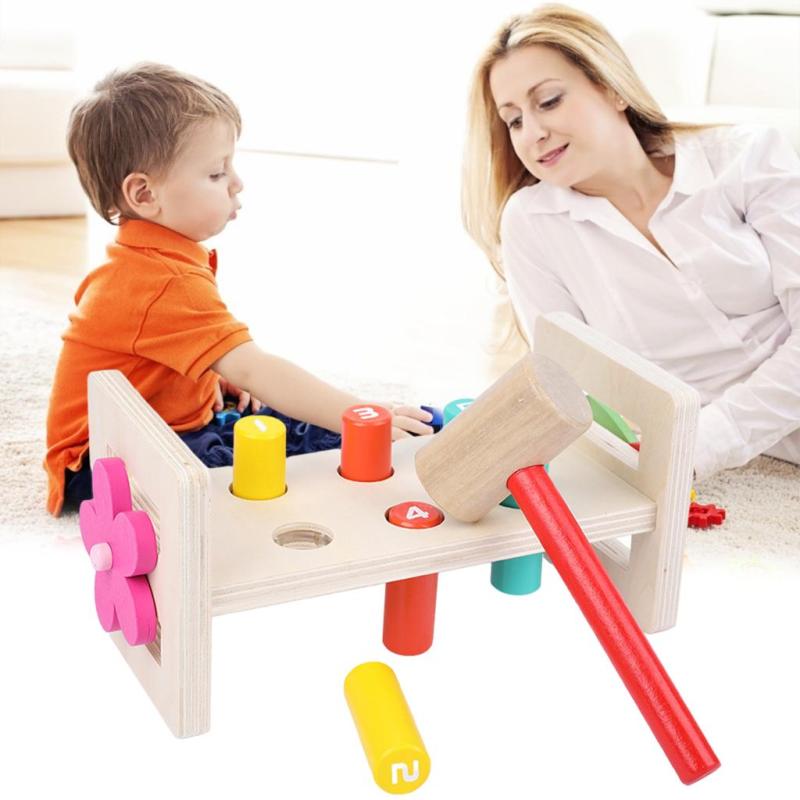 Wooden Toys Pounding Bench with Mallet Move It! Developmental Wooden Toy Deisgned for Children Ages 18+ Months