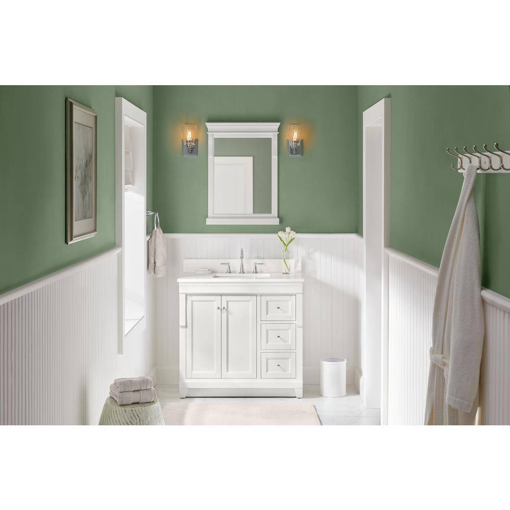 Home Decorators Collection Naples 36 in. W Bath Vanity Cabinet Only in White with Right Hand Drawers NAWA3621D