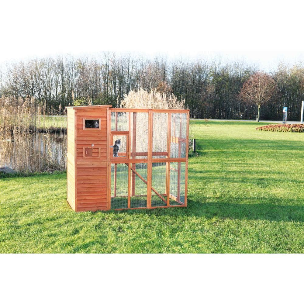 TRIXIE 76.75 in. L x 37.25 in. W x 68.75 in. H Wooden Outdoor Cat Run 44096