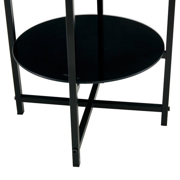 Black 2 layer Tempered Glass End Table Round Coffee Table