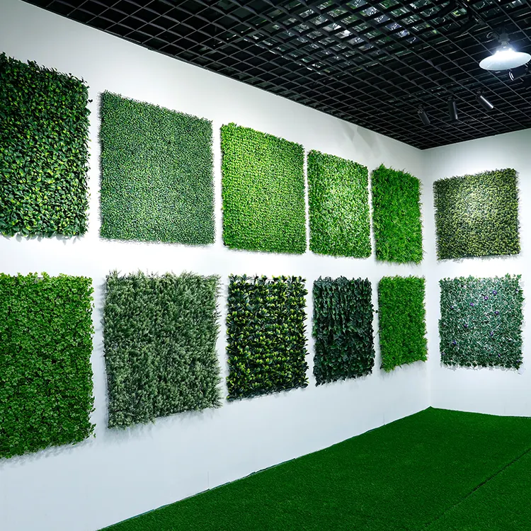 3D Artificial UV protection plastic green wall for garden office fence backyard decor supplies wholesale green plants wall