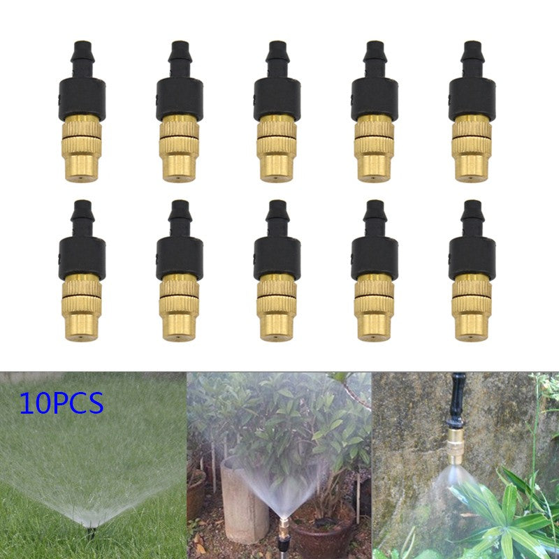 Yannee 10 Pcs Adjustable Brass Spray Misting Nozzle，Garden Cooling Irrigation Equipment for Lawn Vegetables Greenhouse