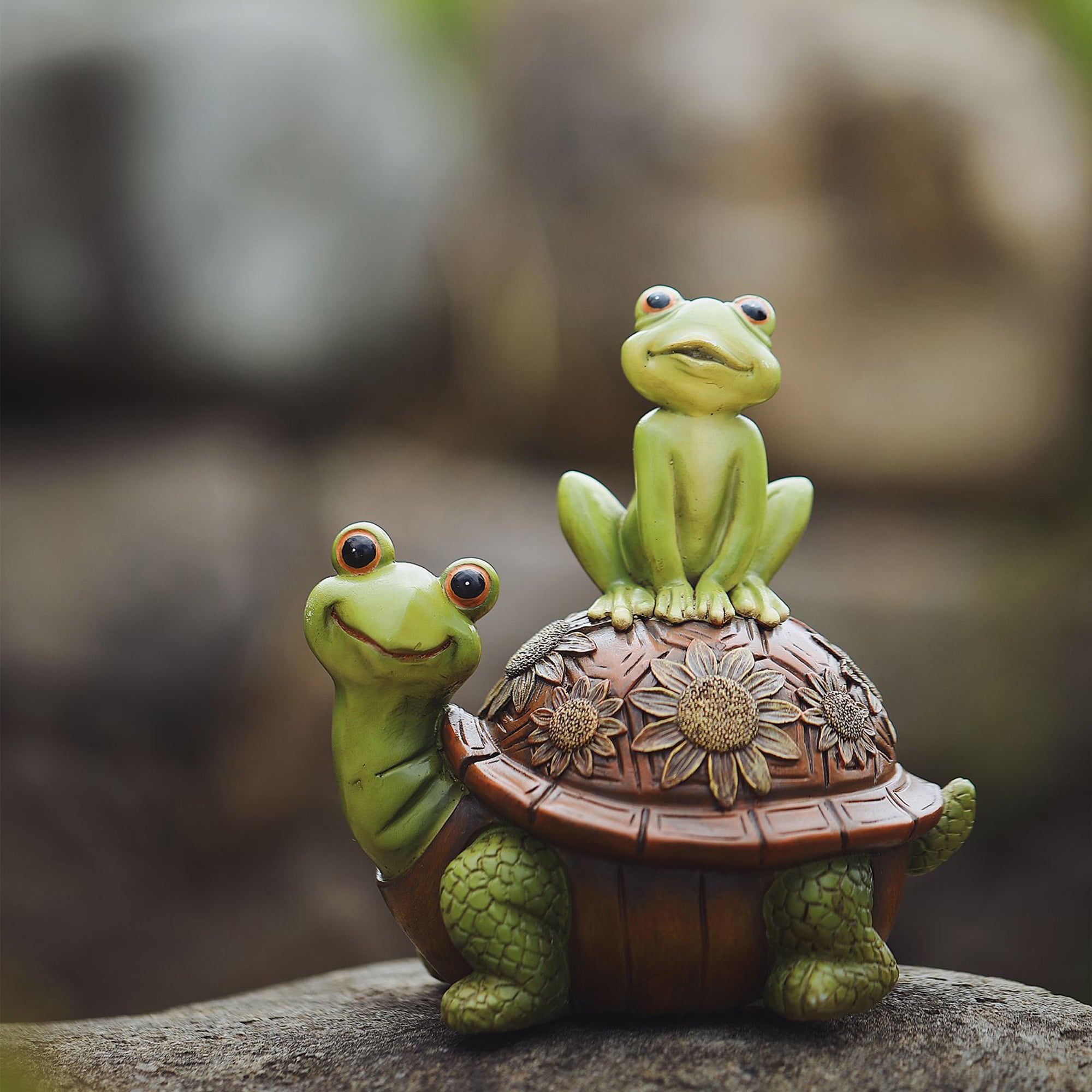 Resin Garden Statue Outdoor Frog Turtle Sculpture Figurine for Yard Lawn Patio Decor Ornament