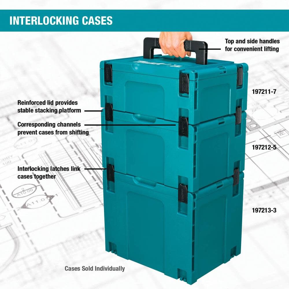 Makita 6-1/2 in. x 15-1/2 in. x 11-5/8 in. Medium Interlocking Case 197211-7 from Makita