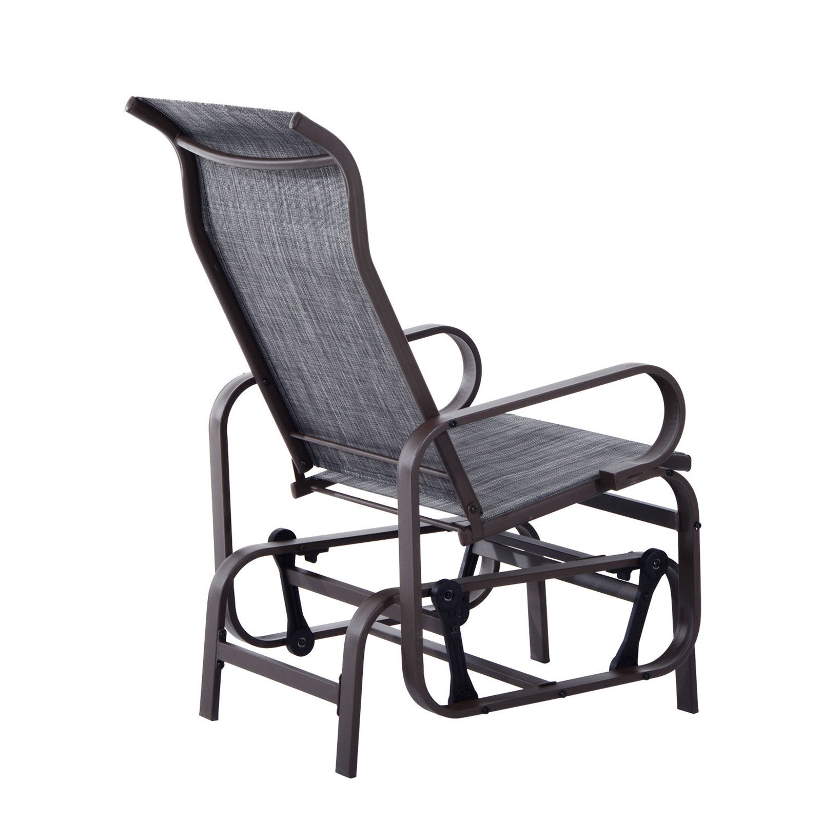 Outsunny Gliding Lounger Chair, Outdoor Swinging Chair with Smooth Arms and Construction, Brown Gray