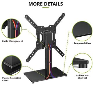 USX MOUNT TV Stand Base for 26 in. to 55 in. LCD LED Flat Screen TVs VESA 400 mm x 400 mm Height Adjustable Tabletop HAS306