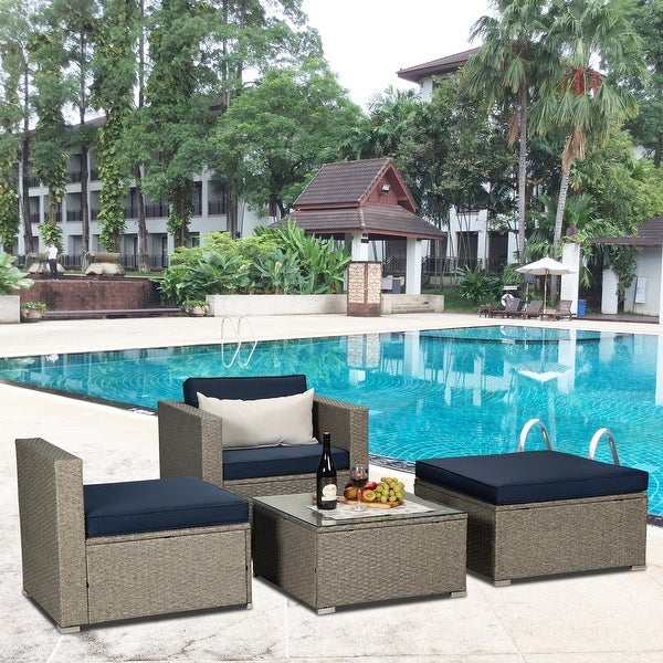 4-Piece Rattan Wicker Sectional Sofa Sets - Overstock - 37177097