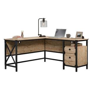 SAUDER 60 in. L-Shaped Milled Mesquite 2 Drawer Computer Desk with File Storage 425908