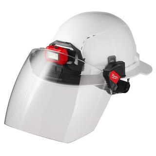 MW BOLT White Type 2 Class C Front Brim Vented Safety Helmet with Dual Coat Lens Full Face Shield 48-73-1320-48-73-1420