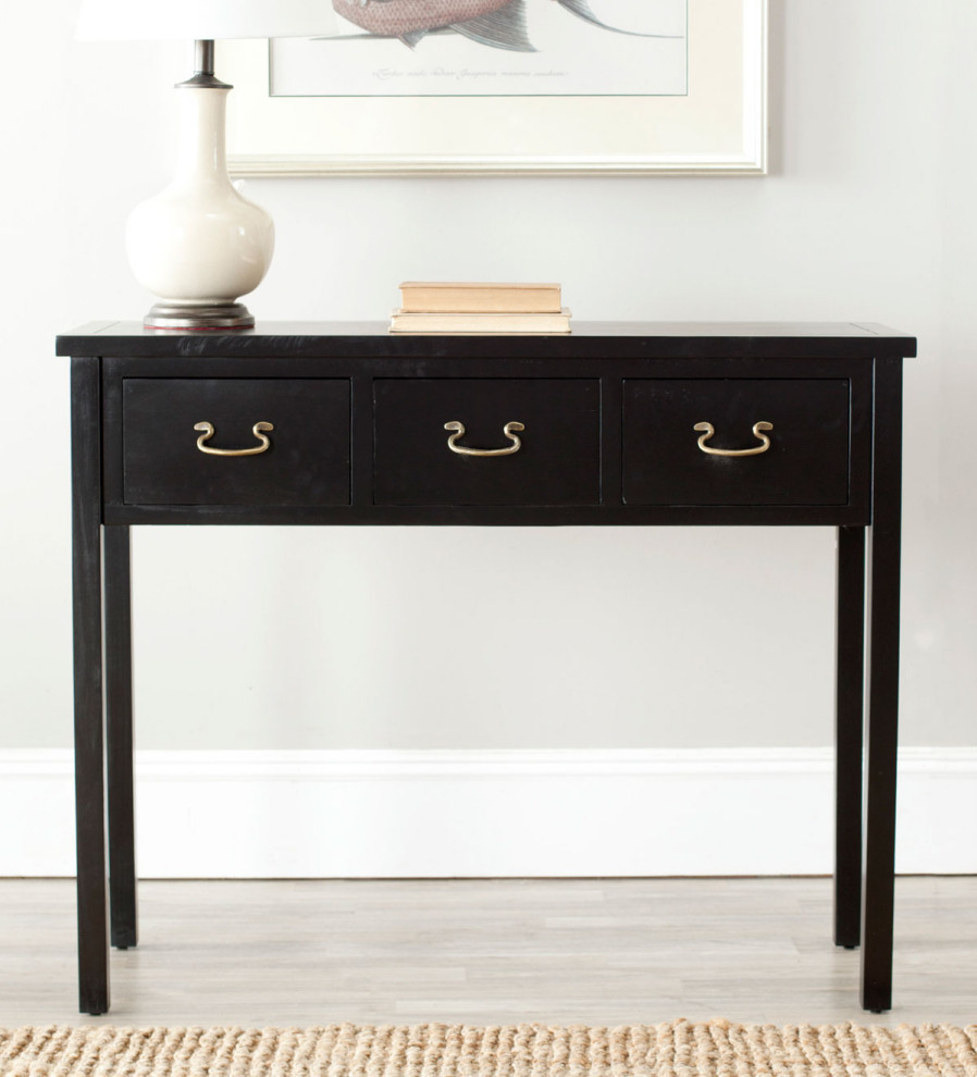 Lou Console With Storage Drawers  Black   Transitional   Console Tables   by Rustic Home Furniture Deco  Houzz