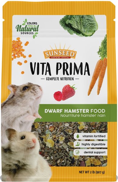 Sunseed Vita Prima Vitamin-Fortified With Essential Nutrients Dwarf Hamster Dry Food， 2-lb bag