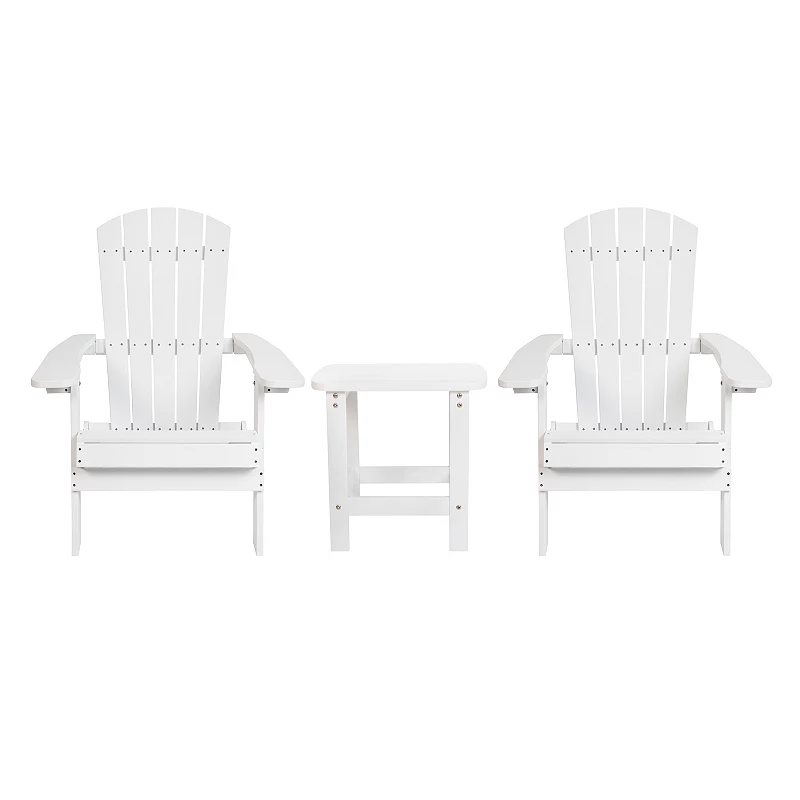 Flash Furniture Charlestown Folding All-Weather Adirondack Chair and End Table 3-piece Set