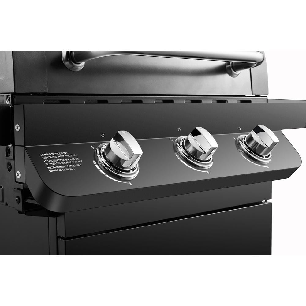 DynaGlo Premier 3Burner Propane Gas Grill in Black with Folding Side Tables