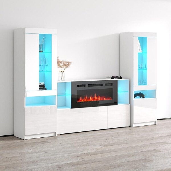 Komi 03 Electric Fireplace Modern Wall Unit Entertainment Center