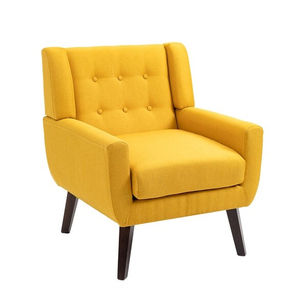 Modern Cotton Linen Upholstered Armchair Tufted Accent Chair