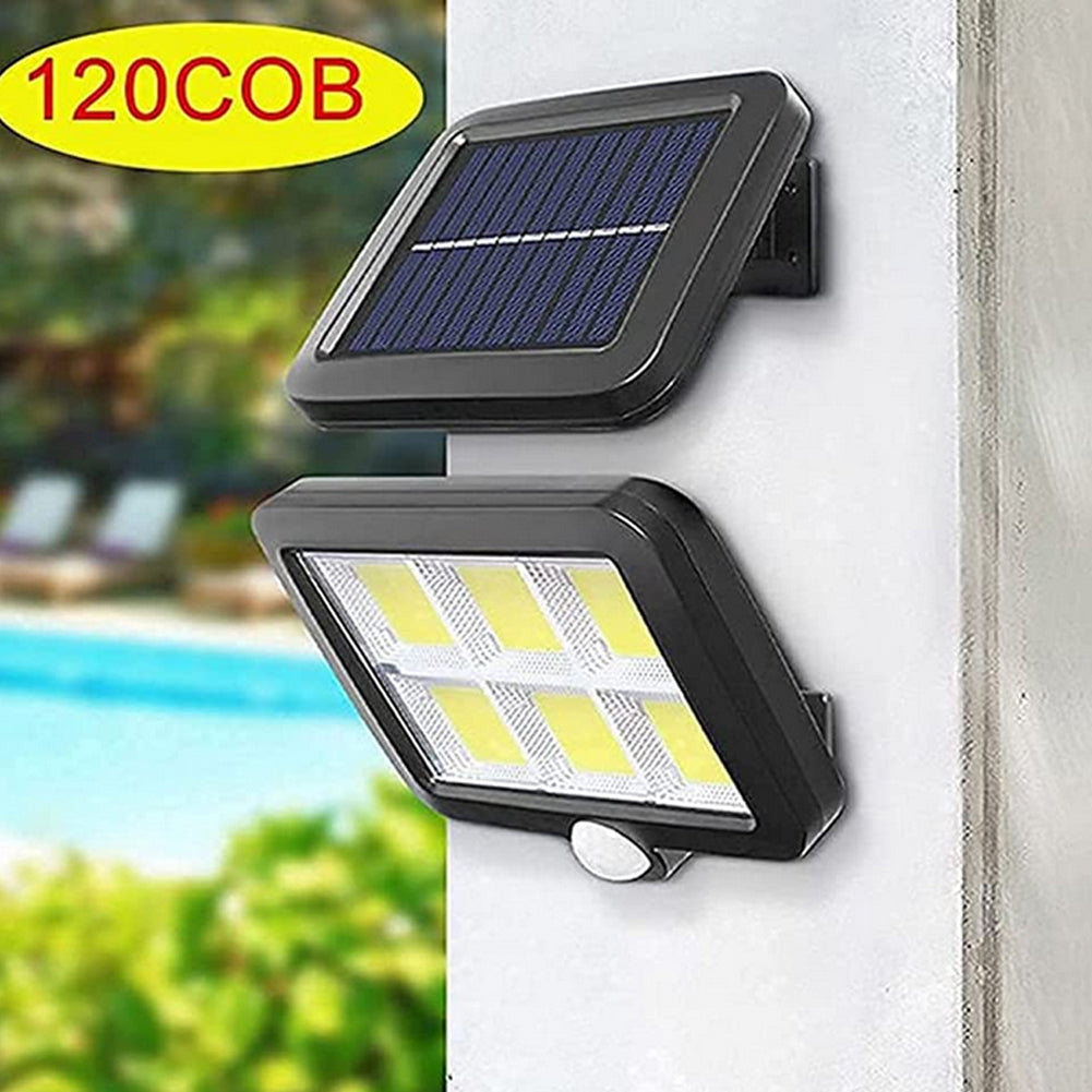 Aolyty Solar Motion Sensor Light， 16.4Ft Cable， Waterproof Solar Security Flood Lights， 3 Lighting Modes，120 COB LED for Yard Porch