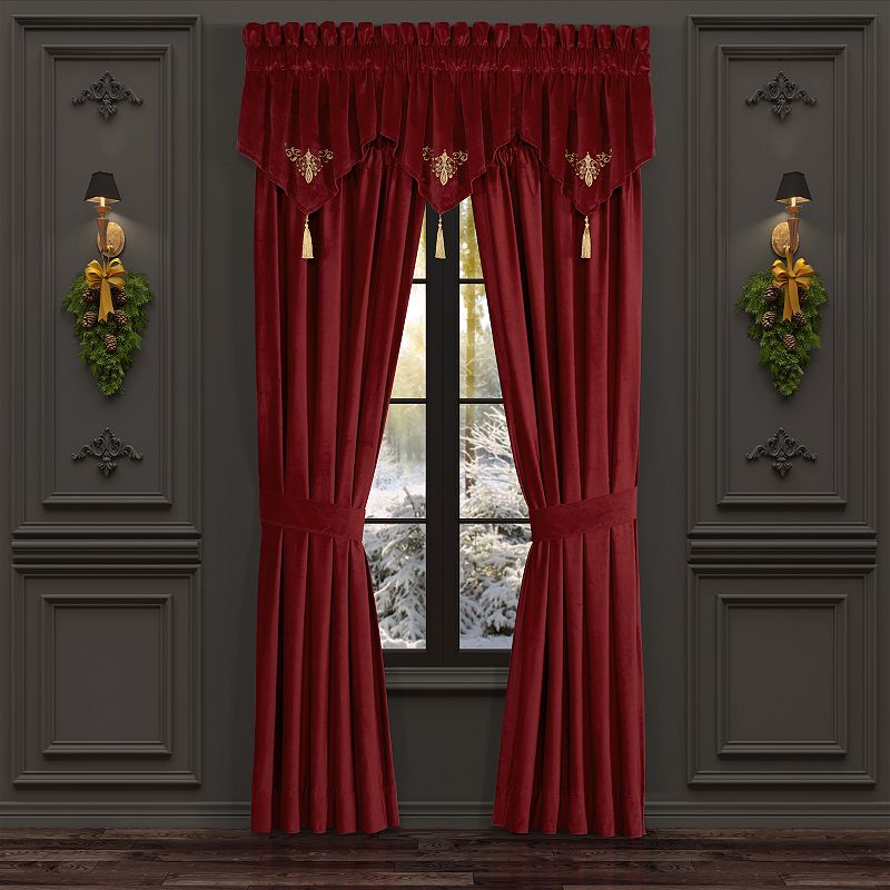 Five Queens Court Nicholas Crimson 84 Set of 2 Window Curtain Panels