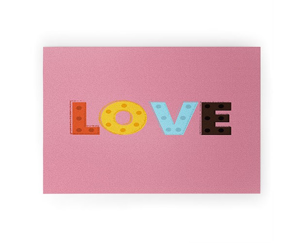 Showmemars Happy Love Typography Looped Vinyl Welcome Mat Society6