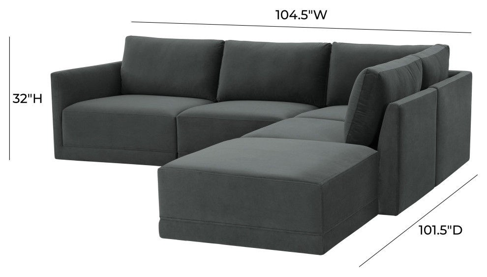 Willow Charcoal Modular RAF Sectional   Transitional   Sectional Sofas   by First of a Kind USA Inc  Houzz